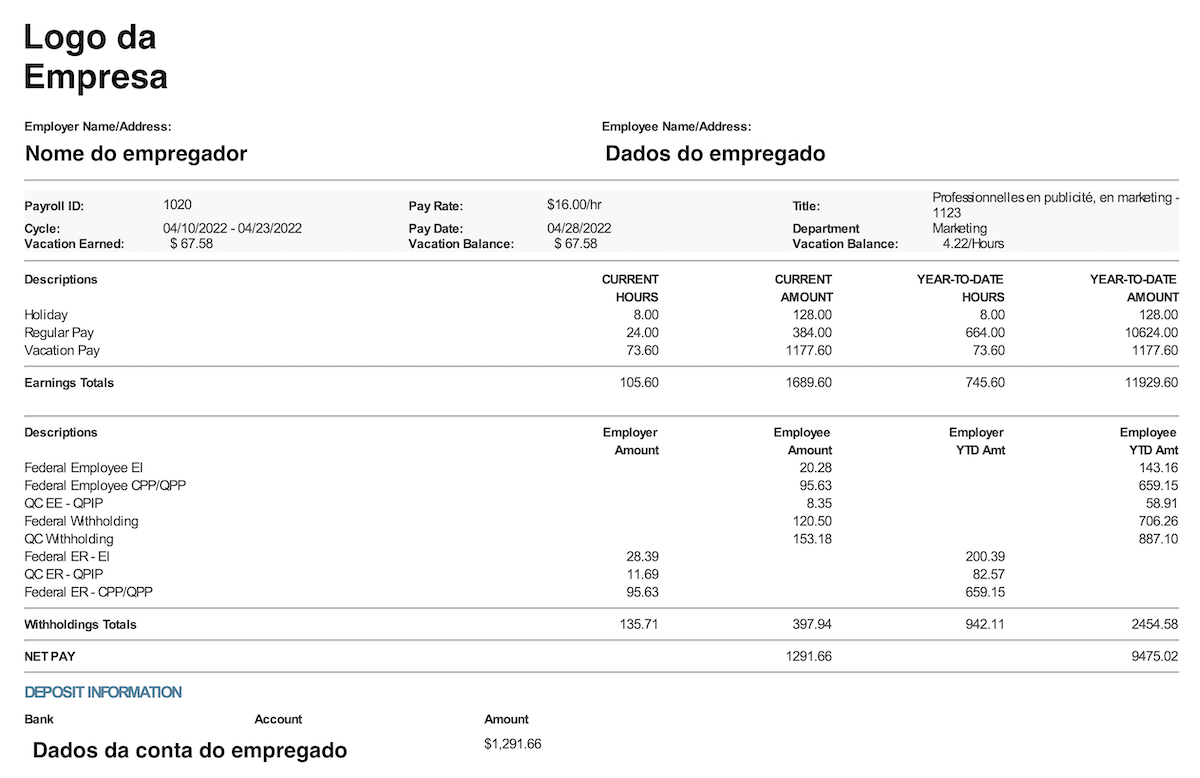 Contra Cheque Canadense